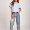 Gestreepte cropped blouse
