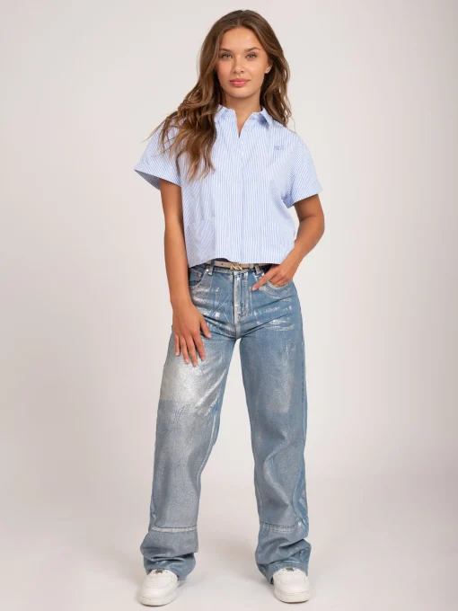 Gestreepte cropped blouse