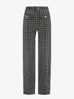 High waist broek met logo patroon