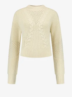 Kabelgebreide trui met turtleneck