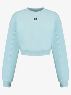 Korte sweater met metalen logo