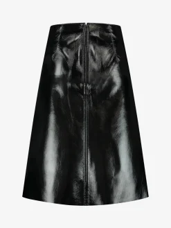 Lakleren a-lijn midi rok