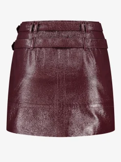 Lakleren rok met lage taille