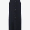Lange denim rok met knopen
