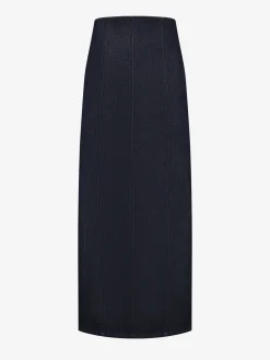 Lange denim rok met knopen