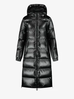 Lange puffer jas met metallic look