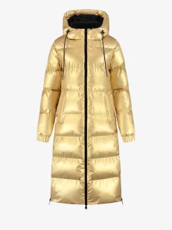 Lange puffer jas met metallic look