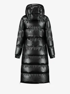 Lange puffer jas met metallic look
