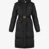 Lange puffer jas met riem en afneembare mouwen