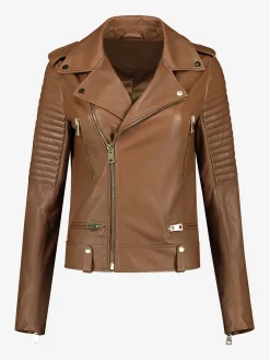 Leren jacket met ritsen