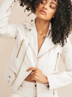 Leren jacket met ritsen