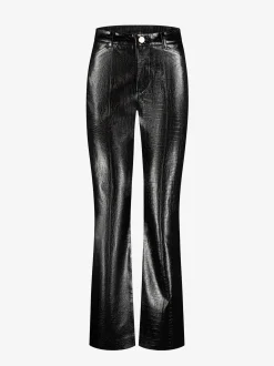 Leren look broek met dierenpatroon