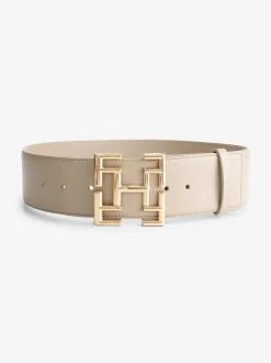 Leren riem met logo gesp