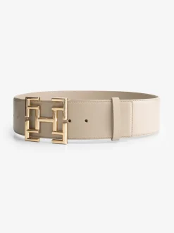 Leren riem met logo gesp