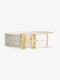 Leren taille riem met logo gesp