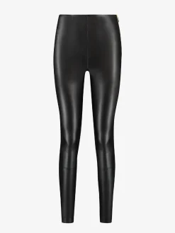 Leren-look broek met hoge taille