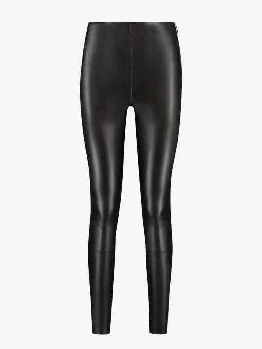 Leren-look broek met hoge taille