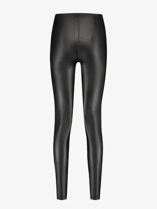 Leren-look broek met hoge taille