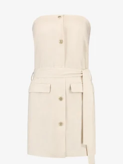 Linen strapless playsuit