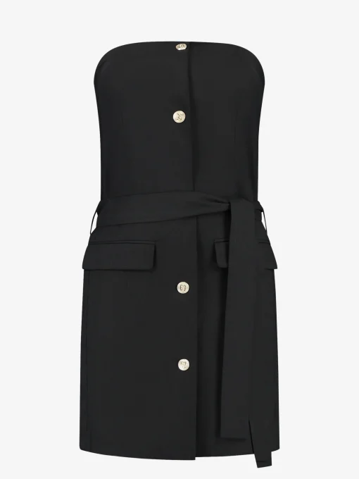 Linen strapless playsuit
