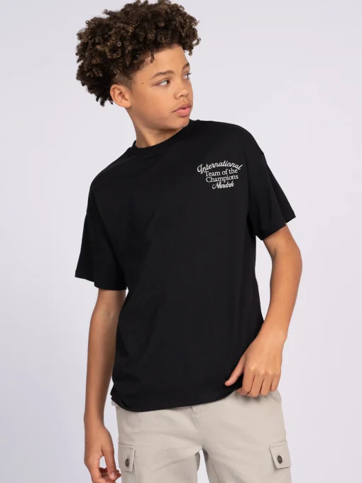 Losvallend T-shirt met geborduurde tekst