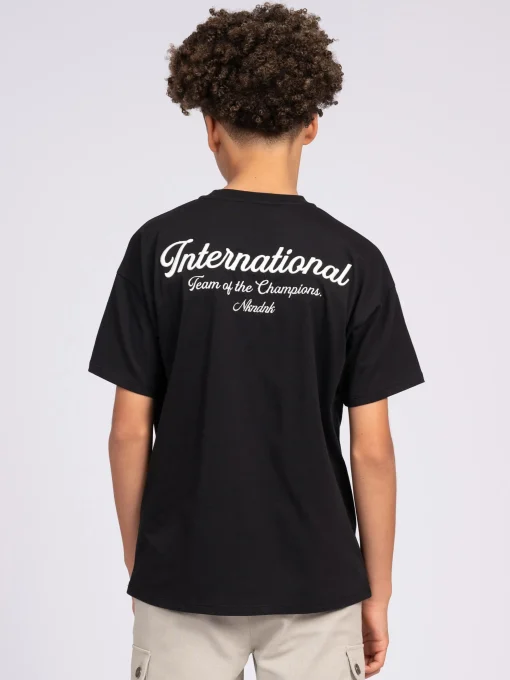 Losvallend T-shirt met geborduurde tekst