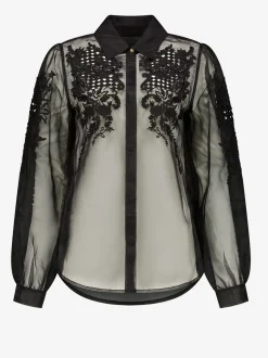 Mesh blouse met embroidery