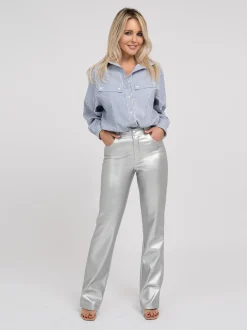 Metallic rechte broek