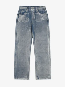 mid rise metallic broek