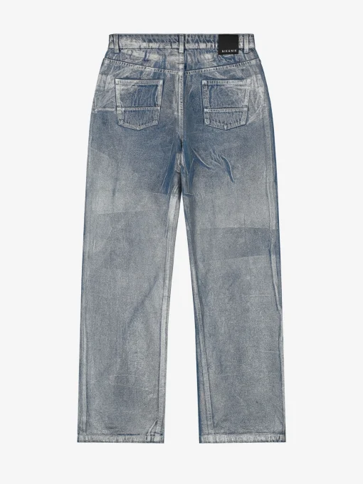 mid rise metallic broek
