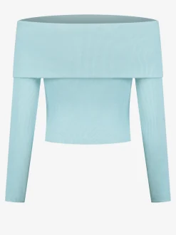 Off shoulder rib top