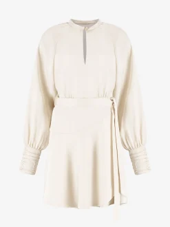 Overslag jurk met satijnen look