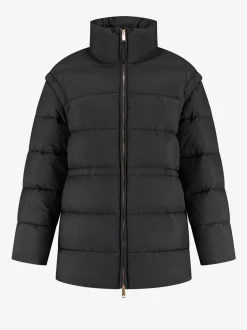 Puffer jas met capuchon en getailleerde taille