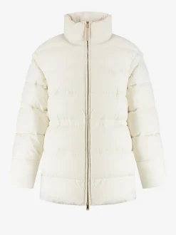 Puffer jas met capuchon en getailleerde taille