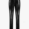 Rechte lakleren broek met middelhoge taille