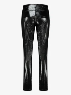 Rechte lakleren broek met middelhoge taille