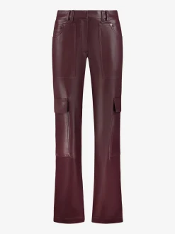 Rechte Vegan leren cargo broek met middelhoge taille