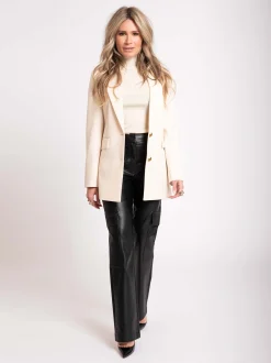 Rechte Vegan leren cargo broek met middelhoge taille