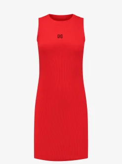 Rib jurk met open rug detail