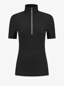 Ribbed top met rits
