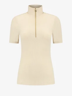 Ribbed top met rits