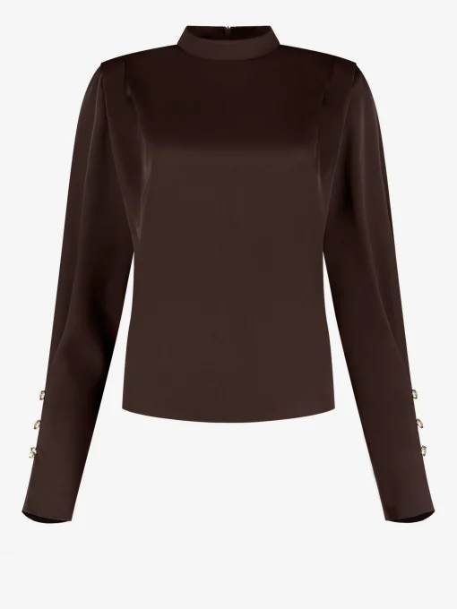 Satijnen look top met flared mouwen