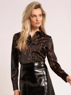 Satijn-look blouse met luipaardprint