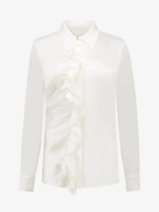 Satijn-look blouse met ruches