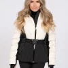 Ski jas met color block en verstelbare riem