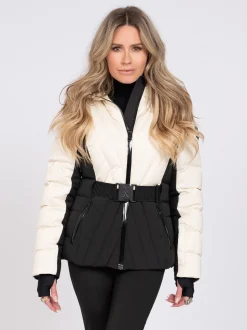 Ski jas met color block en verstelbare riem