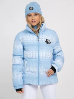 Ski jas met logo patroon en hoge kraag