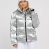 Ski jas met metallic look en hoge kraag