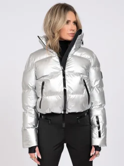 Ski jas met metallic look