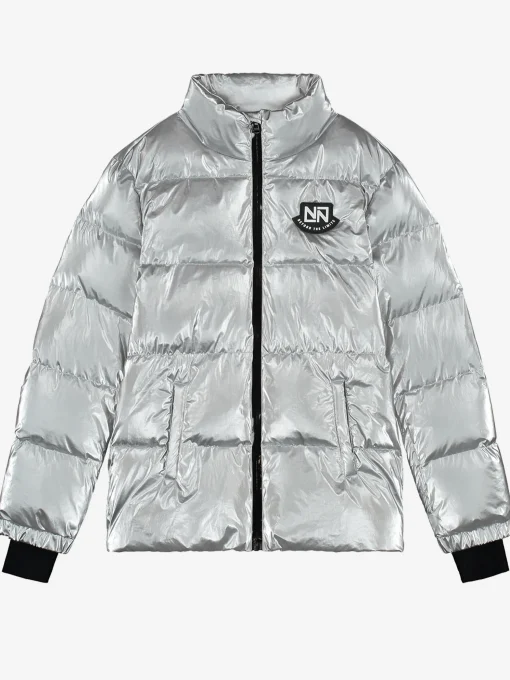 Ski jas met metallic look en hoge kraag